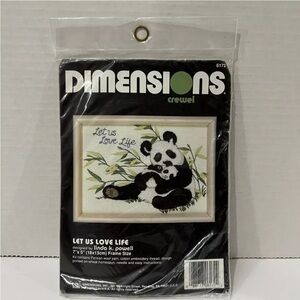Vintage Dimensions Crewel 6172 Let Us Love Life 7 x 5 Pandas Baby Panda NEW 1991